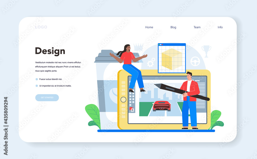 Aufkleber video game development web banner or landing page. creative process
