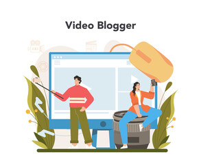 Video blogger concept. Sharing video content in the internet