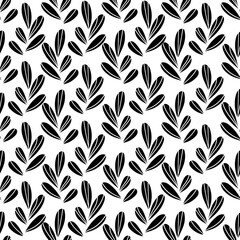 Floral seamless pattern with monochrome exotic leaves, modern background. Tropic black and white branches. Fashion vector stock illustration for wallpaper, posters, card, fabric, textile