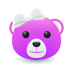 Bear Pink Animal Cartoon Emoji Illustration Face Vector Design Art Head Emoticon.