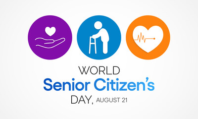 The World Senior Citizen's Day is observed on August 21 each year. The day is known to increase awareness of the factors and issues that affect older adults, such as age deterioration. Vector art