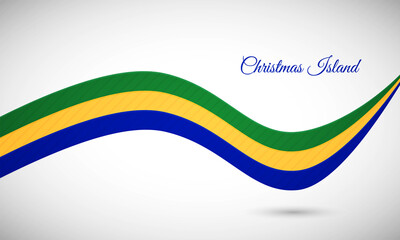 Happy national day of Christmas Island. Creative shiny wavy flag background with text typography.