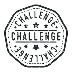 Challenge Stamp Rubber Round Vector. Design Postmark Retro Style. Vintage Style Old grunge Badge.