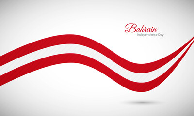 Happy independence day of Bahrain. Creative shiny wavy flag background with text typography.