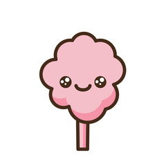 Anime style cartoon sweet food. Cotton candy emoji vector character.