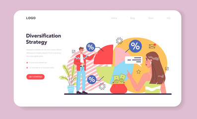 Business diversification web banner or landing page. Risk management