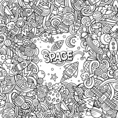 Cartoon cute doodles Space frame card