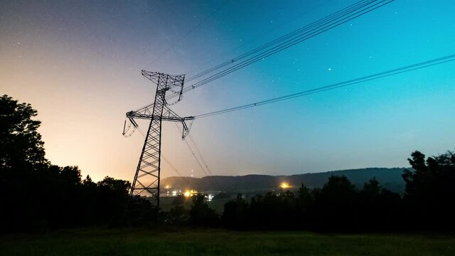 Milky way over power lines