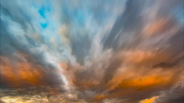 Red sunset clouds in the sky  timelapse