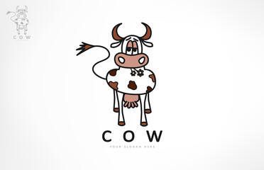 Cow logo vector. Animal design.