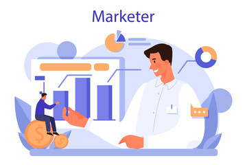 Marketer concept. Advertising and marketing concept. Business strategy