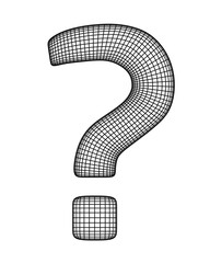 Low polygonal illustration of a question mark. Wireframe structure. 3d symbol illustration.