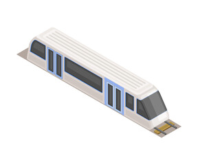 Electric Train as High-speed Transport in Metro or Subway and Rapid Transit Urban System Isometric Vector Illustration