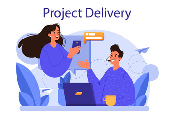 Business project delivery concept. Project development and presentation