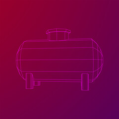 Oil tank for storage of flammable materials and petroleum. Wireframe low poly mesh vector illustration