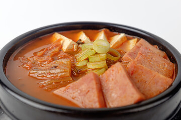 Kimchi stew on white background