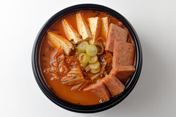 Kimchi stew on white background