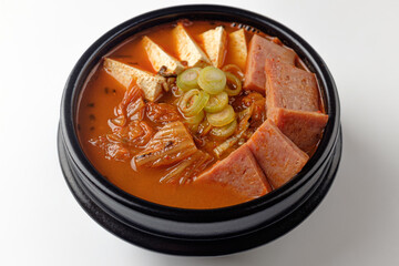 Kimchi stew on white background