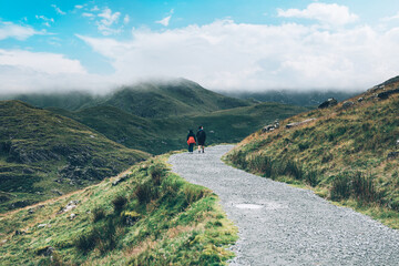 Father and daughter are enjoying staycation in Snowdonia