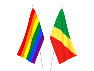 Rainbow gay pride and Republic of the Congo flags