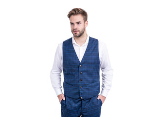 A master of style. Stylish man isolated on white. Wearing formal style. Formalwear