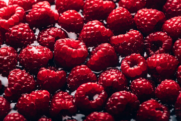 Macro of Fresh raspberries