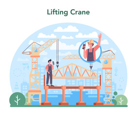 Crane operator concept. Industrial builder at the construction site