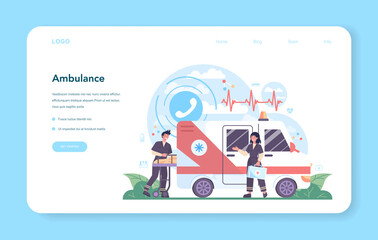 Ambulance doctors web banner or landing page. Emergency doctor in the uniform.