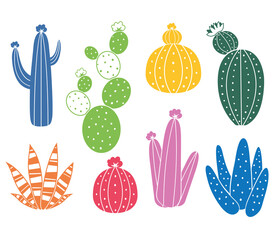 Cute Colorful Cactus Home Plant Elements