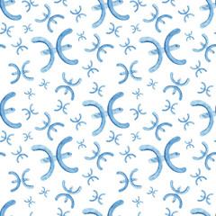 Watercolor seamless pattern drawing with zodiac symbols