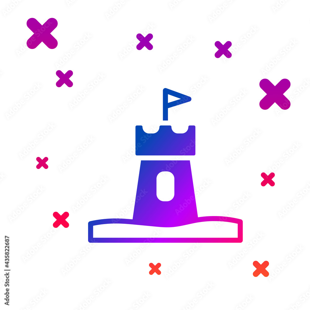 Poster color sand tower icon isolated on white background. gradient random dynamic shapes. vector