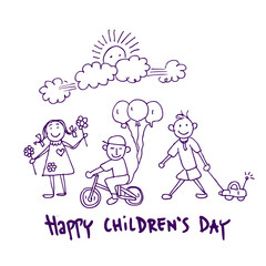 Happy Children's Day, sketch and illustration