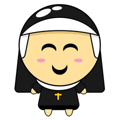 vector cartoon cute mascot nun character