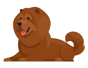 Fototapeta premium Lying Chow Chow. Beautiful dog in cartoon style.