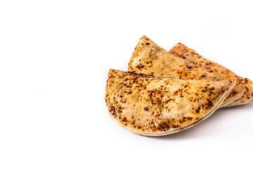 Traditional Chilean empanadas isolated on white background. Copy space