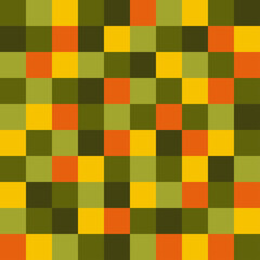 Multicolored Pixel Seamless pattern. Rainbow squares background. Vector mosaic illustration. Geometric template for your design.