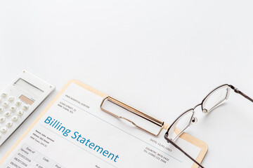 Health care costs and medical billing statement.