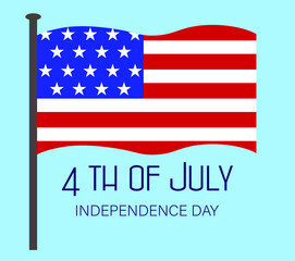 Independence Day of America. USA flag with stars and stripes. Inscription. 4th of July. Holiday.