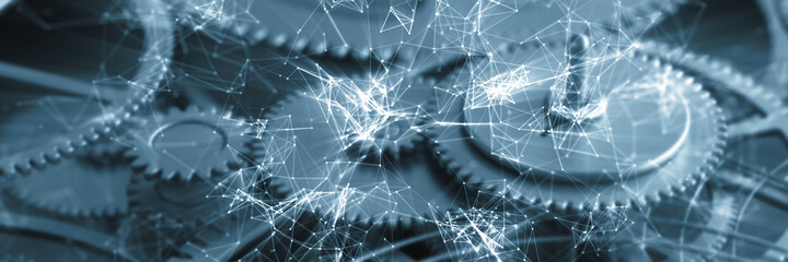 Netzwerk Konzept mit Zahnrädern und Getriebe