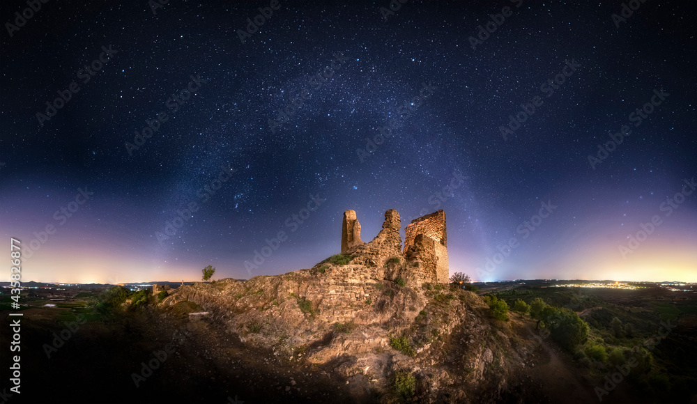Wall mural a look into another time. beautiful panoramic view of the winter milky way with its constellations o