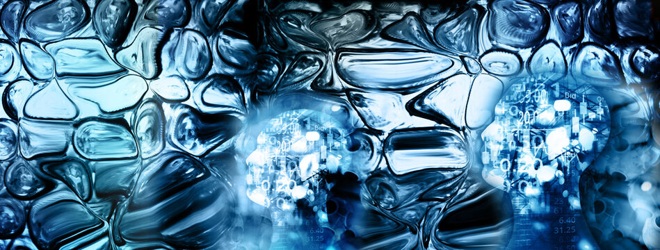 head of artificial intelligence or ai blue glass bubble modern futuristic  abstract technology banner background