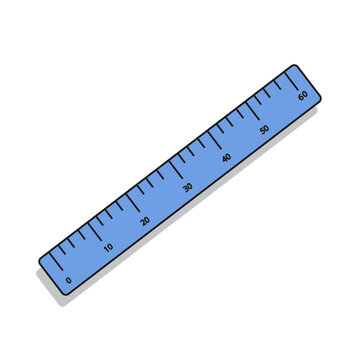 Stationery ruler on a white background isolated, vector illustration of a school concept.