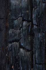 Burnt black wood background texture.