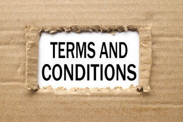 Terms and Conditions. Torn paper paper background. Abstract background. Stock image.