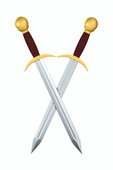two swords on white background. Isolated 3D illustration