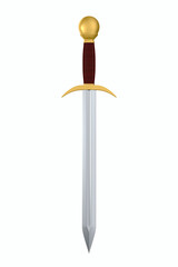 sword on white background. Isolated 3D illustration