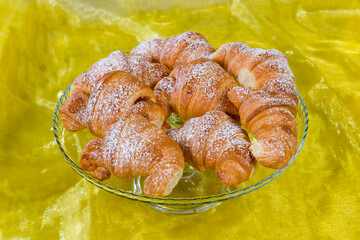 Pastry chef prepares jam croissants