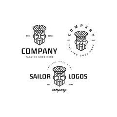 sailor head captain logo icon vector template