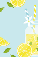 vector background with a glass of lemonade for banners, cards, flyers, social media wallpapers, etc. - obrazy, fototapety, plakaty