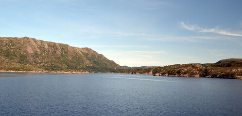 View from the board of Flam - Bergen ferry. Sognefjord, Norway, Scandinavia. Tourism and travel.